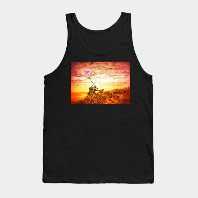 Raising the Flag at Iwo Jima Retro Tank Top by Matt Starr Fine Art